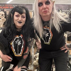 Black Coffin Shirt holographic goth